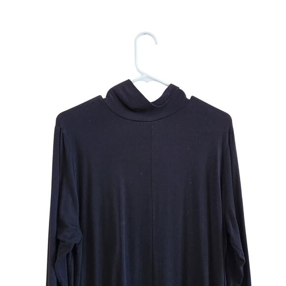 Eloquii Cowl Neck Asymmetrical Long Tunic Top Side Slit Navy Blue Size 18 - Picture 6 of 7